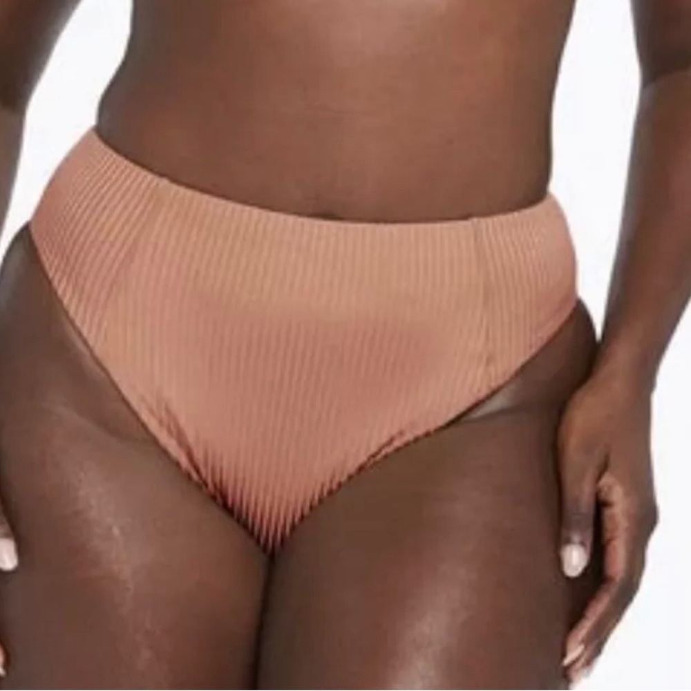 NWT VITAMIN A SWIM ECORIB SIENNA HIGH WAIST BIKINI BOTTOM (14/DD) in PINK SANDS